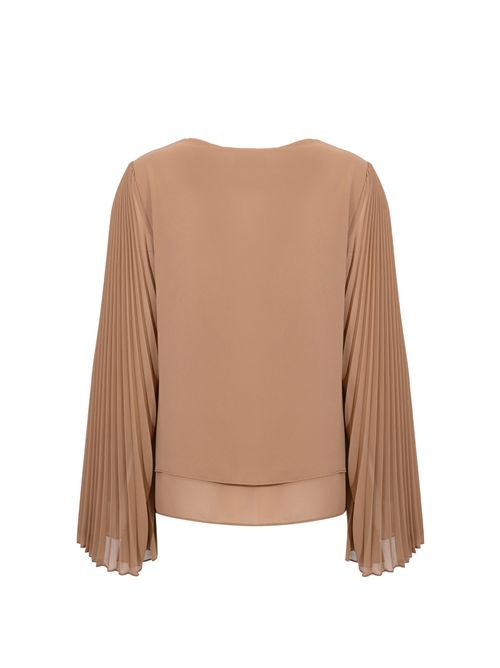 Blusa tunica in tessuto plissettato Nocciola Clips | E354 954100031